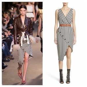 NWT $1195 ALTUZARRA Marceau Asymmetric Striped Cotton-blend Dress